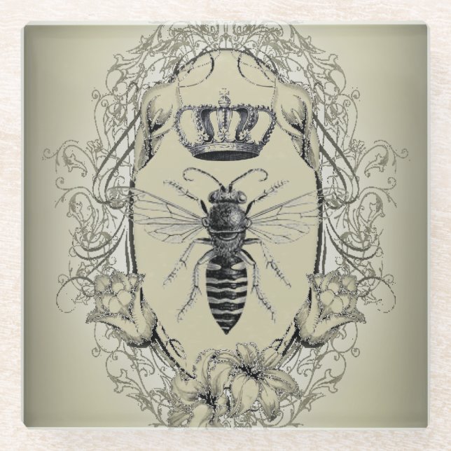 Paris-Steampunk-Imker-Krone Glasuntersetzer (Vorderseite)