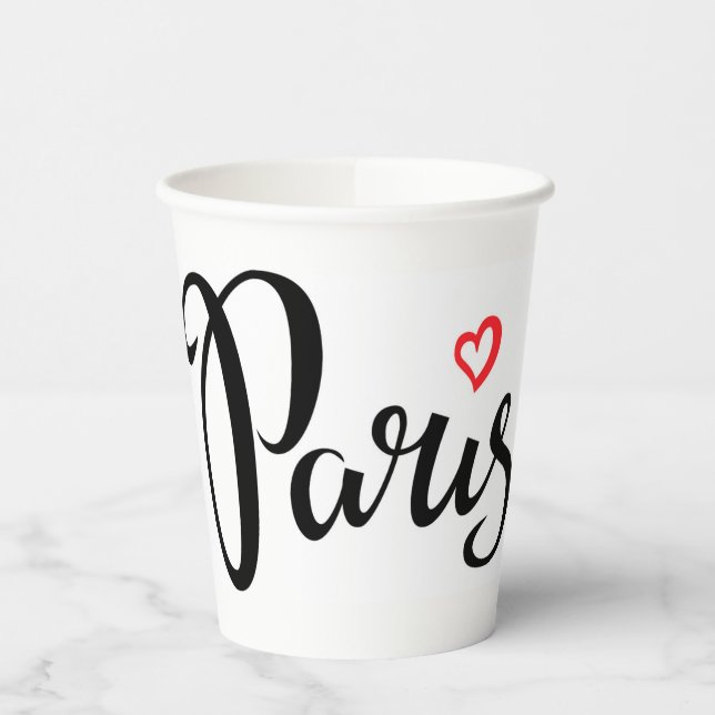 Paris-Stickerei mit Herz Pappbecher (Links)