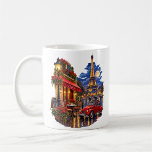 Paris Straßen Nacht Zweibecher für Links- und Rech Kaffeetasse