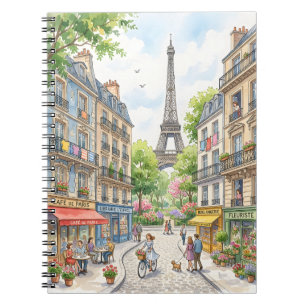 Paris-Straßen-Wasserfarbenposter, Eiffelturm-Wand  Notizblock