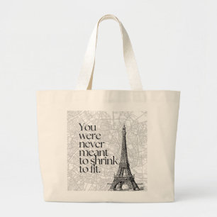 Paris-Straßenkarte und Eiffel-Turm-Zitat-Wandkunst Jumbo Stoffbeutel
