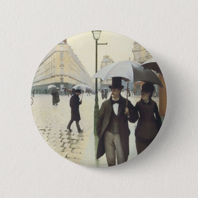 Paris Street, Rainy Day by Caillebotte Button (Vorderseite)