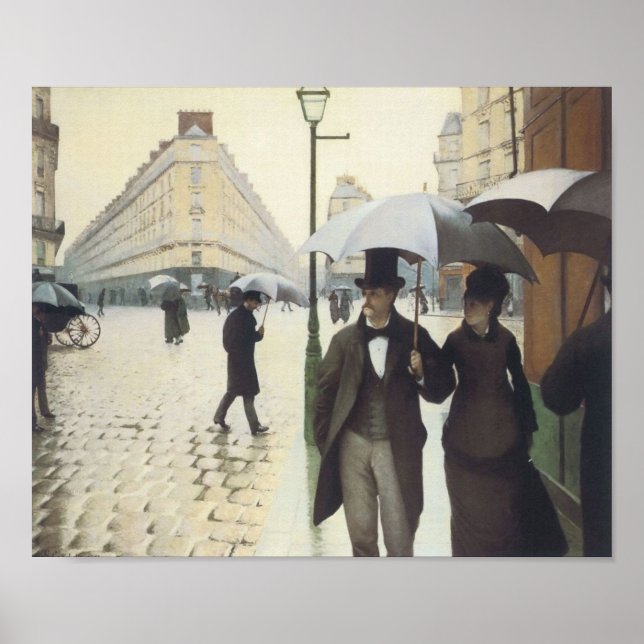 Paris Street, Rainy Day by Caillebotte Poster (Vorne)