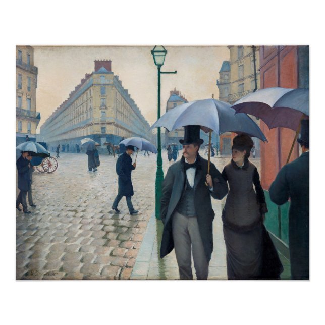 Paris Street; Rainy Day by Gustave Caillebot Poster (Vorderseite)