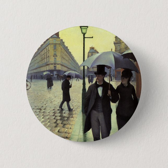 Paris Street Rainy Day by Gustave Caillebotte Button (Vorderseite)