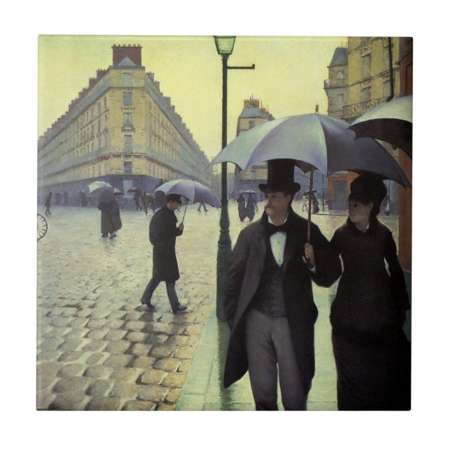 Paris Street Rainy Day by Gustave Caillebotte Fliese (Vorderseite)