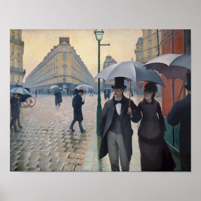 Paris Street Rainy Day by Gustave Caillebotte Poster (Vorne)