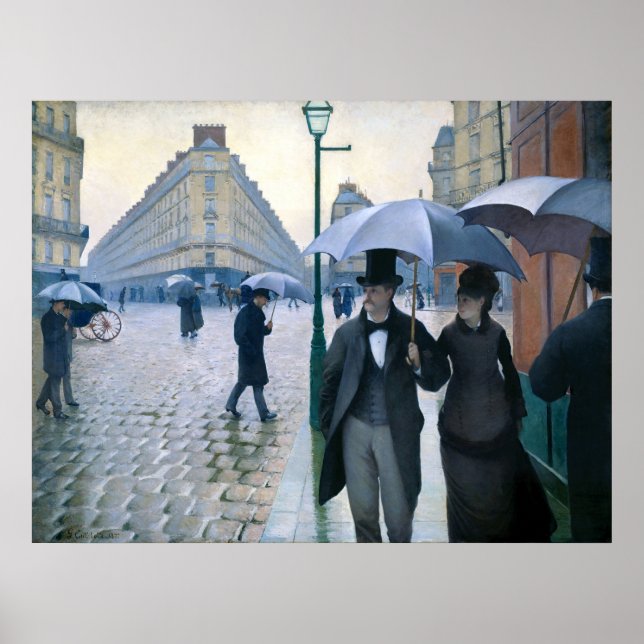 Paris Street Rainy Day by Gustave Caillebotte Poster (Vorne)