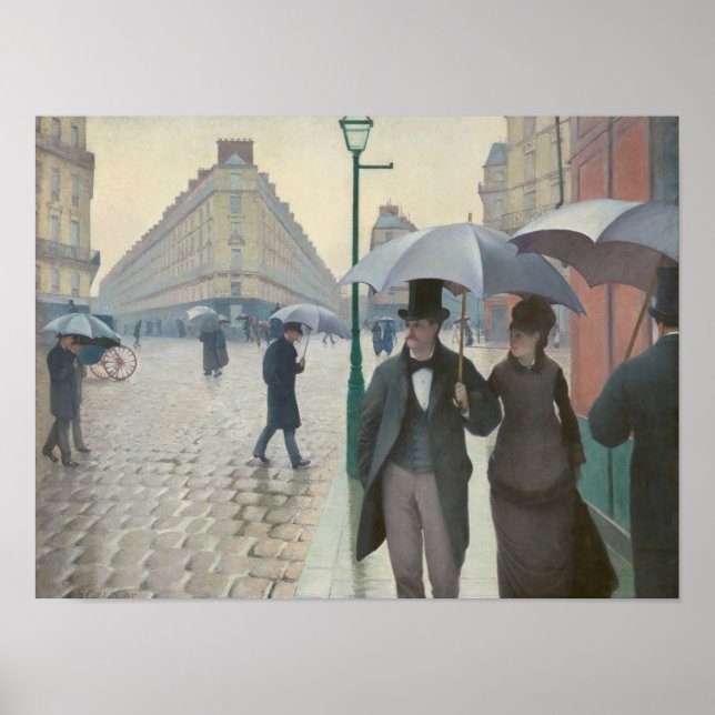 Paris Street; Rainy Day by Gustave Caillebotte Poster (Vorne)