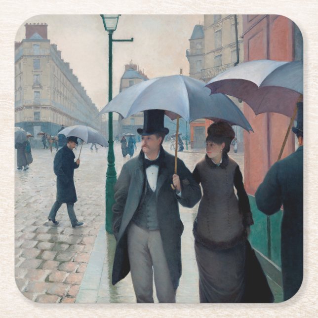 Paris Street Rainy Day by Gustave Caillebotte Rechteckiger Pappuntersetzer (Vorderseite)