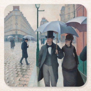 Paris Street Rainy Day by Gustave Caillebotte Rechteckiger Pappuntersetzer