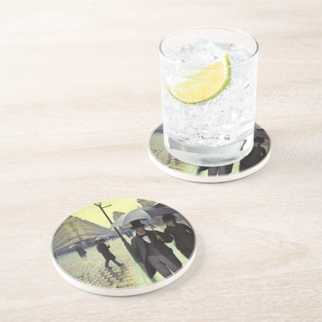 Paris Street Rainy Day by Gustave Caillebotte Sandstein Untersetzer (Seite)