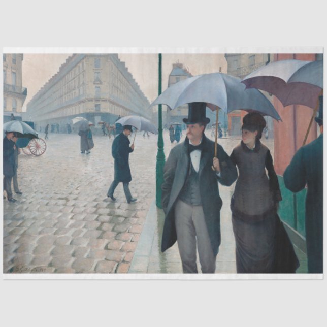 Paris Street Rainy Day Gustave Caillebotte Seidenpapier (Vorderseite)