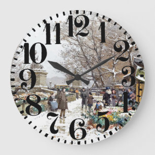 Paris Street Scene Art Big Number Wall Clock Große Wanduhr