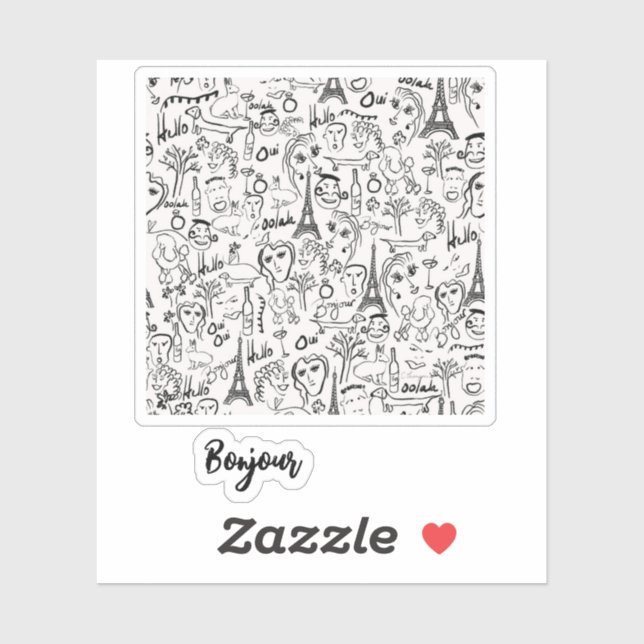 Paris Street Scene Bonjour by © Cathy Thompson Aufkleber (Blatt)