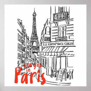 Paris Street Sketch Art Poster