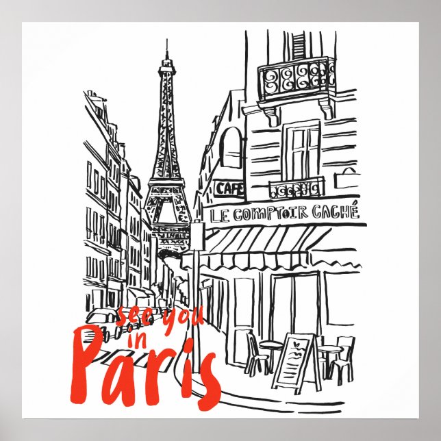 Paris Street Sketch Art Poster (Vorne)