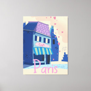 Paris Street Vintag Cartoon Leinwanddruck