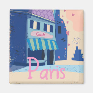 Paris Street Vintag Cartoon Magnet