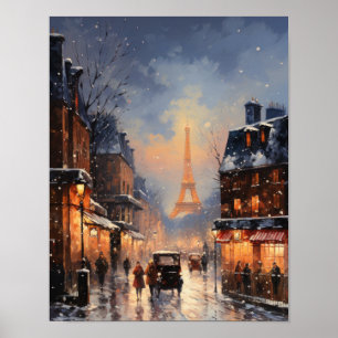 Paris Street Winter Scandposter Poster