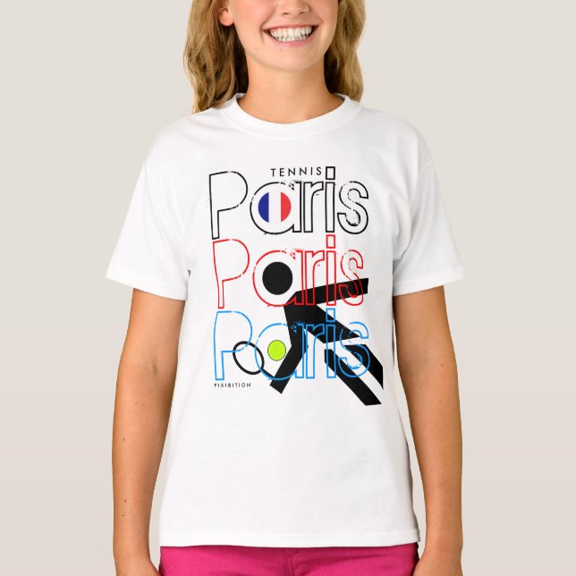 Paris-Tennis-Franzosen öffnen Flaggen-T - Shirt (Vorderseite)