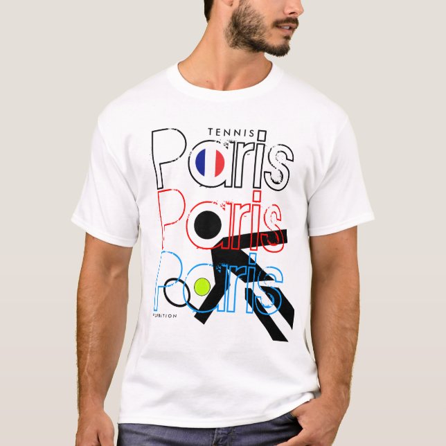 Paris-Tennis-Franzosen öffnen Flaggen-T - Shirt (Vorderseite)