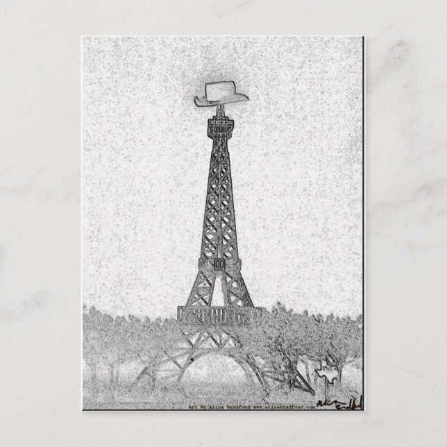 Paris, Texas Eiffel Tower Zeichnend Postkarte (Vorderseite)