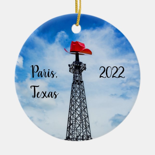 Paris, Texas - Red Cowboy Hat Ornament (Vorne)
