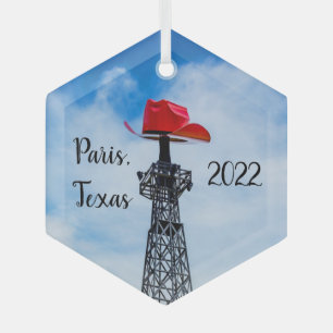 Paris, Texas - Rotes Cowboy-Hut-Ornament Ornament Aus Glas