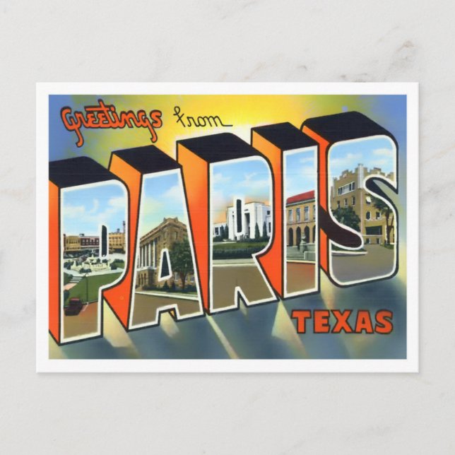 Paris, Texas Vintag Big Letters Postcard Postkarte (Vorderseite)