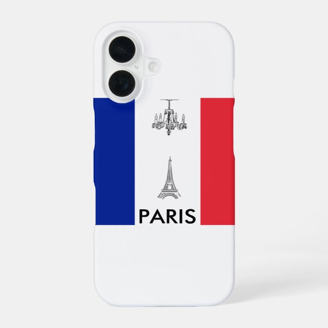 Paris Thema Eiffelturm französische Flagge iPhone 16 Hülle (Rückseite)