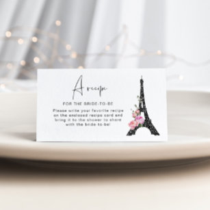 Paris Thema Eiffelturm Rezept für die Braut Begleitkarte
