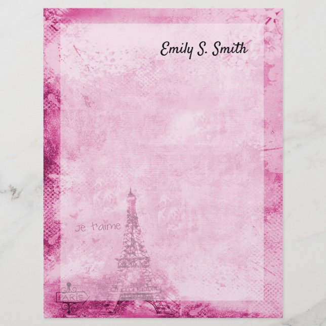 Paris Thema Personalisiert Valentine Writing Paper (Vorderseite)
