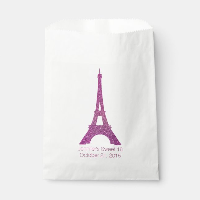 Paris Thema Sweet 16 Gefallen Tasche Geschenktütchen (Vorderseite)