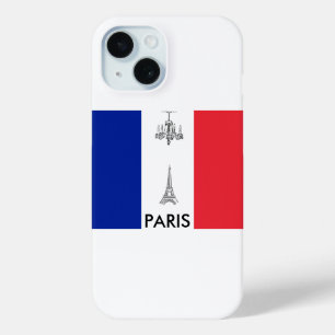 Paris Theme Französische Flagge iPhone 15 Hülle