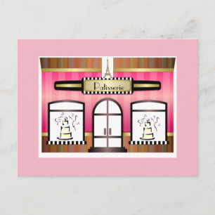 Paris Theme Pink Patisserie Postcard Postkarte
