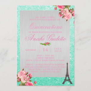 Paris Theme Quinceñera Invite Einladung