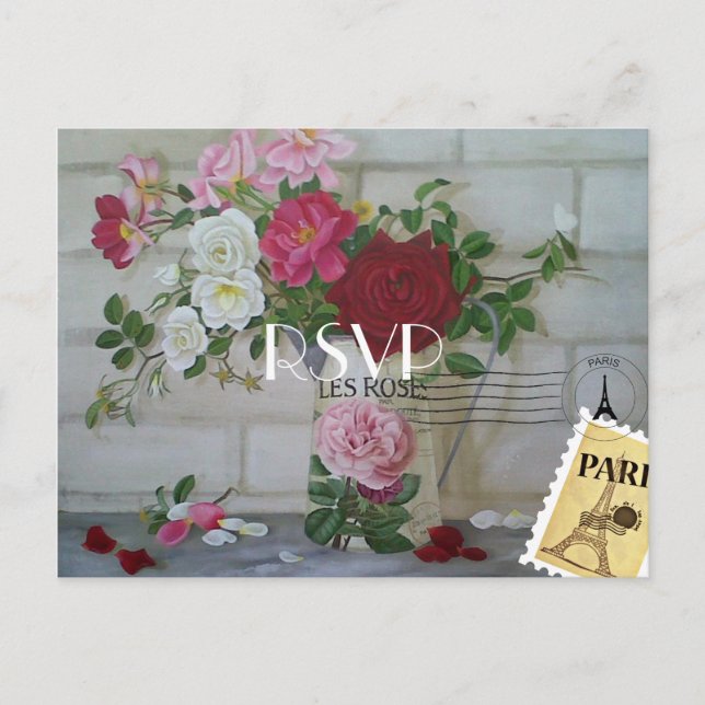 Paris Themed Add Foto Wedding RSVP Personalisiert Einladungspostkarte (Vorderseite)