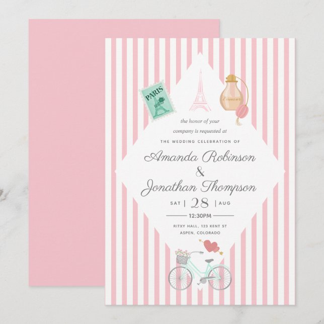 Paris Themed Wedding Personalisierte Einladung (Vorne/Hinten)