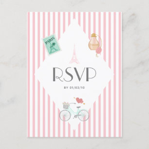 Paris Themed Wedding RSVP Einladungspostkarte