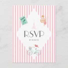 Paris Themed Wedding RSVP Einladungspostkarte