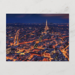 Paris Top-Aussicht bei Nacht mit niedlichem Tour E Postkarte