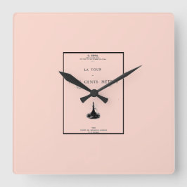 Paris Tour Eiffel - Montage du campanile 300 Quadratische Wanduhr