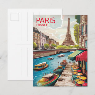 Paris Tour Eiffelturm vintage alte Straßen Geschen Postkarte