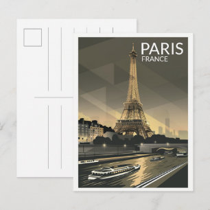 Paris Tour Eiffelturm vintage alte Straßen Geschen Postkarte