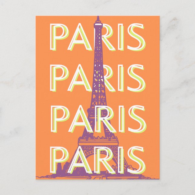 Paris, Travel Art, Retro Art Feiertagspostkarte (Vorderseite)