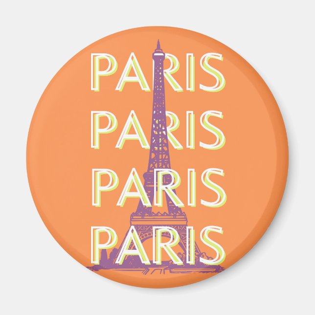 Paris, Travel Art, Retro Art Magnet (Vorne)