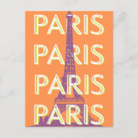 Paris, Travel Art, Retro Travel Art, Orange