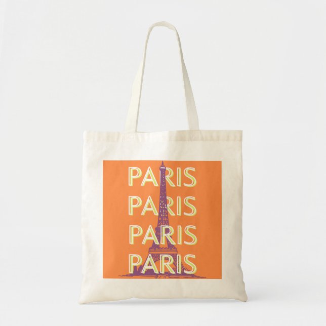 Paris, Travel Art, Retro Travel Art, Orange Tragetasche (Vorne)