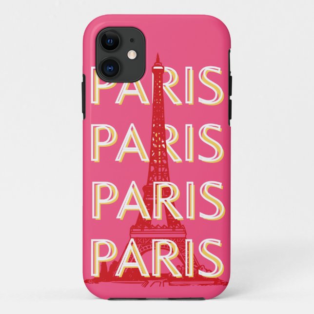 Paris, Travel Art, Retro Travel Art, Rosa Case-Mate iPhone Hülle (Rückseite)